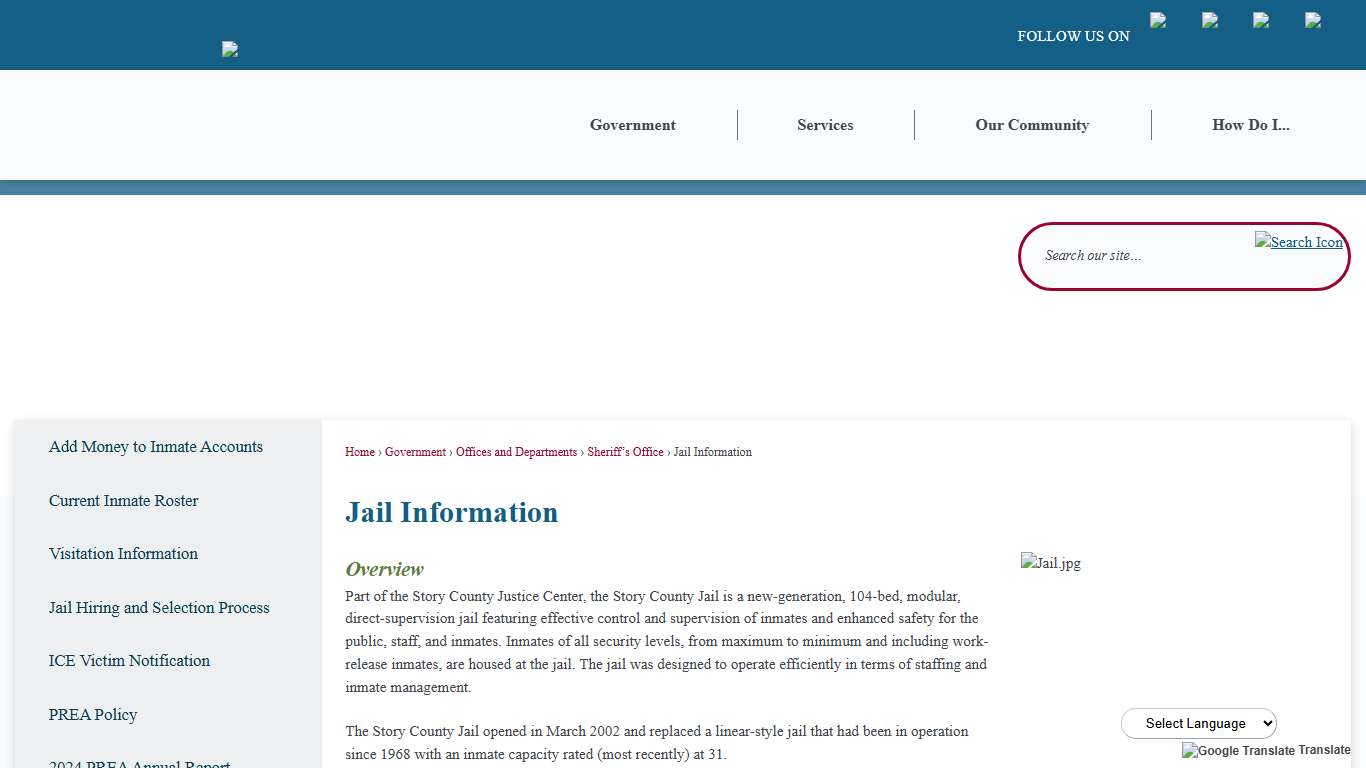 Jail Information | Story County, IA - Official Website