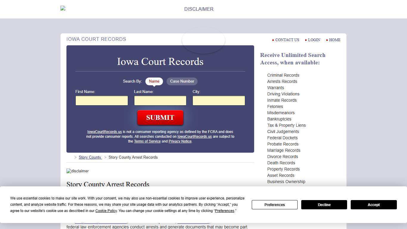 Story County Arrest Records | IowaCourtRecords.us