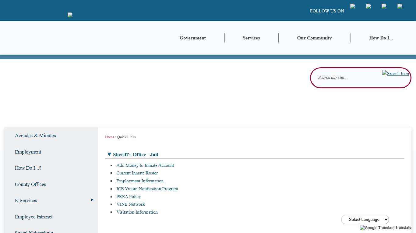 Quick Links • Sheriff's Office - Jail