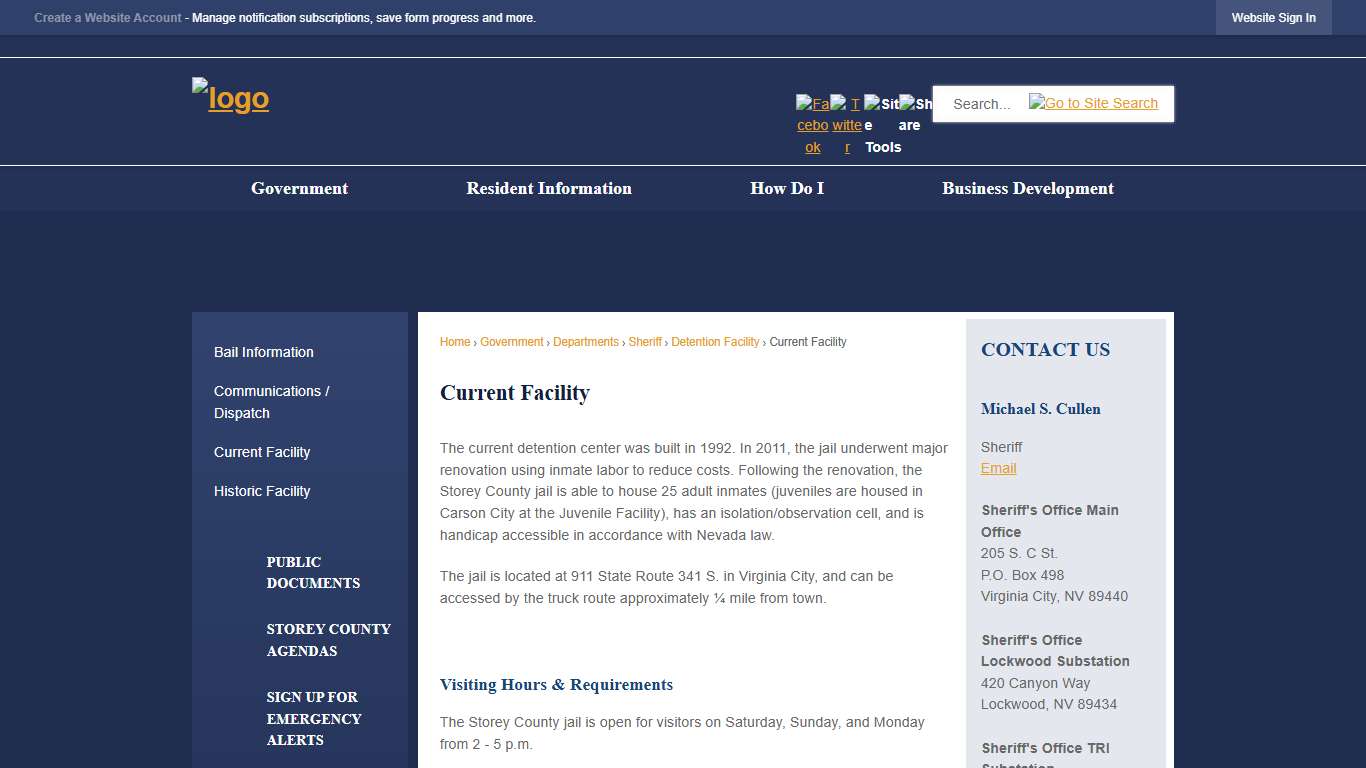 Current Facility | Storey County, NV - Official Website