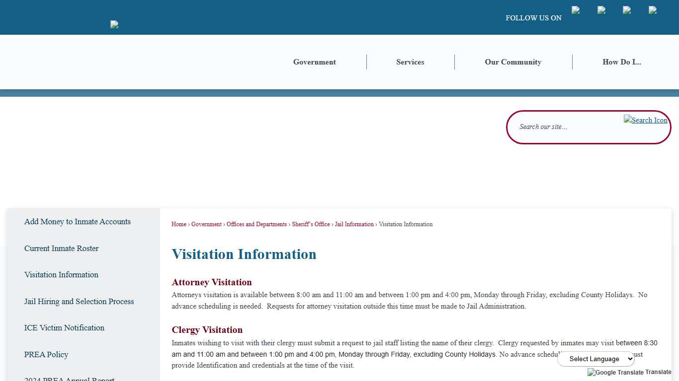Visitation Information | Story County, IA - Official Website